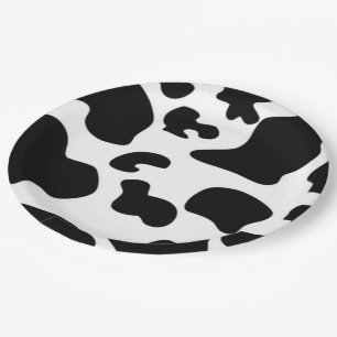 Assiettes En Carton Impression de vache noire et blanche