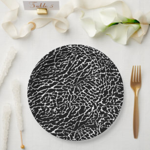 Assiettes En Carton Impression d'éléphant noir et blanc