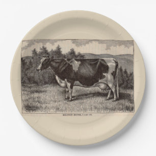 Assiettes En Carton Impression du 19e siècle Holstein heifer