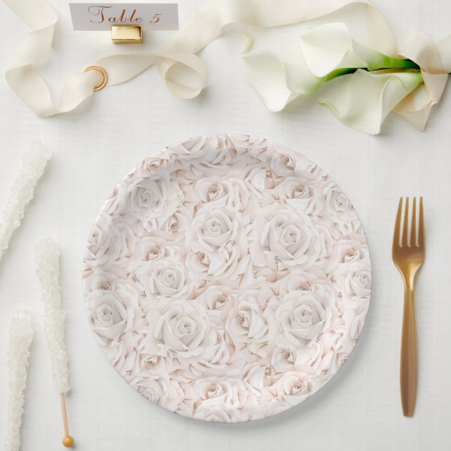 Assiettes En Carton Impression florale (Mariage)