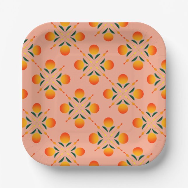 Assiettes En Carton Impression graphique orange moderne (Recto)