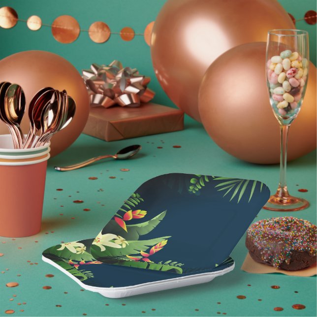 Assiettes En Carton Impression hawaïenne (Multi)