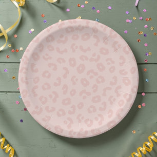 Assiettes En Carton Impression léopard rose pastel pour une fête débri