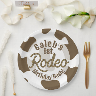 Assiettes En Carton Impression vache marron Country Western Rodeo Part