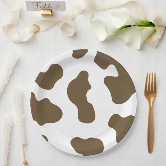 Assiettes En Carton Impression vache marron et blanc Country Western R (Mariage)