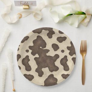 Assiettes En Carton Impression vache marron rustique western country f