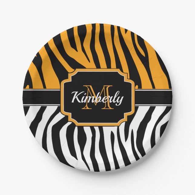 Assiettes En Carton Impression Zebra (Devant)