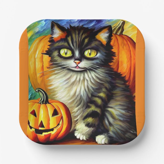 Assiettes En Carton Impressionnant tableau d'Halloween (Recto)