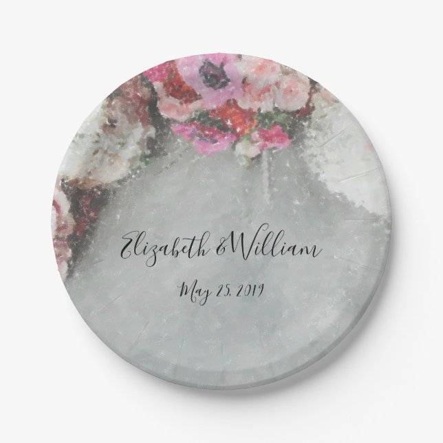 Assiettes En Carton Impressions florales (Devant)