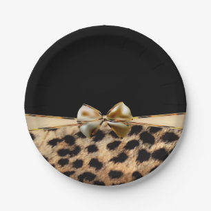 Assiettes En Carton Imprimé animal noir et or léopard guépard