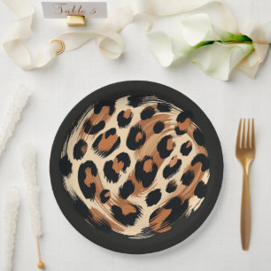 Assiettes En Carton Imprimé animalier léopard marron noir peint à la c