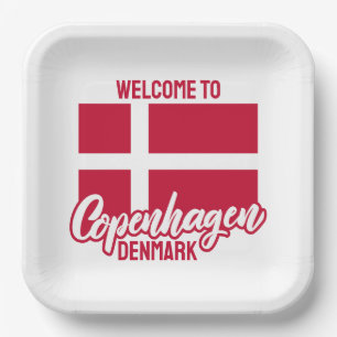 Assiettes En Carton Indicateur Danemark du texte personnalisé