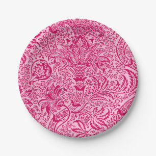 Assiettes En Carton Indien de William Morris, fuchsia et rose en
