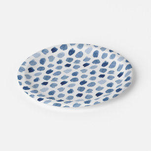 ASSIETTES EN CARTON INDIGO BLEU DE LA MARINE ORGANIQUE POINTE TIE DYE 