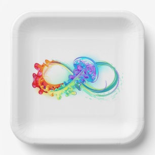 Assiettes En Carton Infinity avec Rainbow Jellyfish