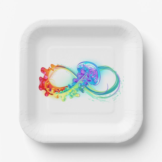Assiettes En Carton Infinity avec Rainbow Jellyfish (Recto)