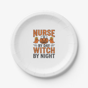 Assiettes En Carton Infirmière Halloween Sorcière la nuit Conception d