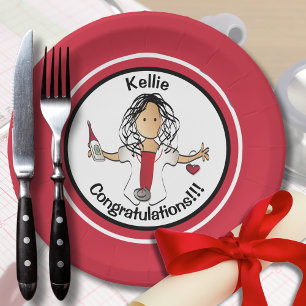 Assiettes En Carton Infirmière Médicale fête de graduation Funny Rouge