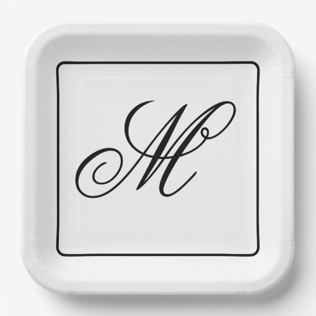 Assiettes En Carton Initiale de monogramme élégant (Recto)