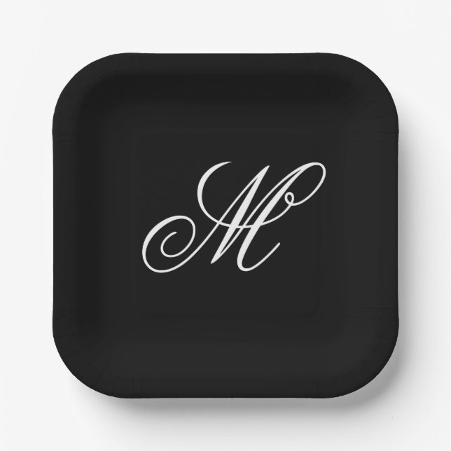 Assiettes En Carton Initiale de monogramme élégant  (Recto)