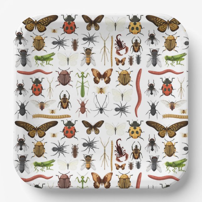 Assiettes En Carton Insectes Bugs (Recto)
