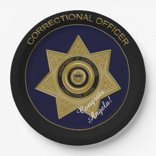 Assiettes En Carton Insigne des agents correctionnels, plaquettes en o