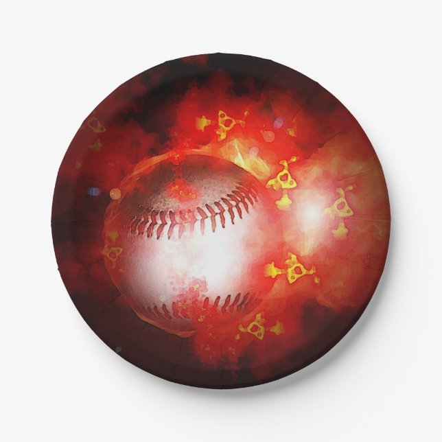 Assiettes En Carton Inspiration Flaming Baseball (Devant)