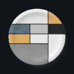 Assiettes En Carton Inspiration mondrienne<br><div class="desc">Art moderne Abstrait avec rectangles colorés (bleu marine,  gris,  noir,  jaune,  blanc) de style Mondrian sur arrière - plan blanc</div>