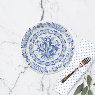 Assiettes En Carton Inspiré du bleu et blanc de Delft Hollandais