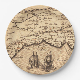 Assiettes En Carton Inspiré d'une ancienne carte (3)