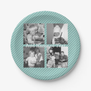 Assiettes En Carton Instagram Photo Collage 4 images - bandes bleues