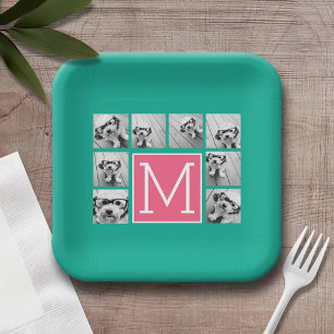 Assiettes En Carton Instagram rose turquoise et chaud 8 Photo Collage