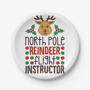 Assiettes En Carton Instructeur de vol de rennes du pôle Nord Noël