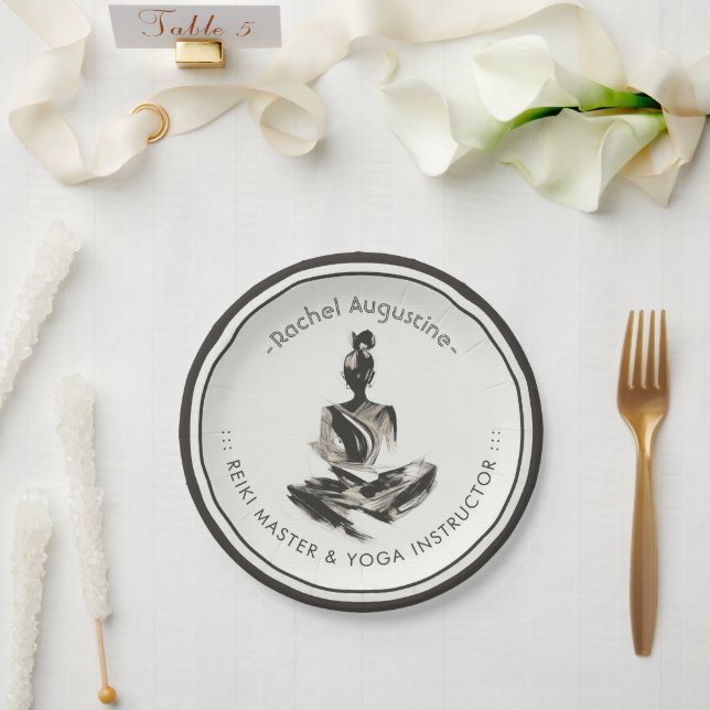 Assiettes En Carton Instructeur de Yoga Lotus Méditation Pose Brosse (Mariage)