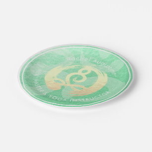 Assiettes En Carton Instructeur de Yoga Méditation d'or vert Pose ZEN