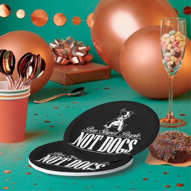 Assiettes En Carton Interdire Les Gens Stupides Et Non Les Chiens Plaq (Créateur téléchargé)