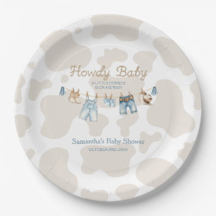 Assiettes En Carton Invitation à la Baby Shower "Howdy Baby Little Cow