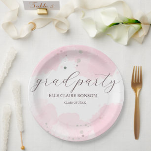 Assiettes En Carton invitation à la fête de graduation rose Elegance