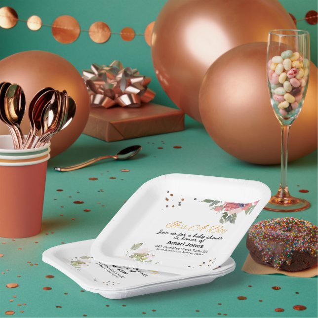 Assiettes En Carton Invitation à une fête de bébé (Multi)