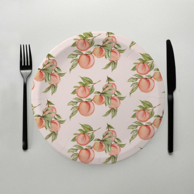 Assiettes En Carton Invitation au Baby shower de pêche douce (Créateur téléchargé)