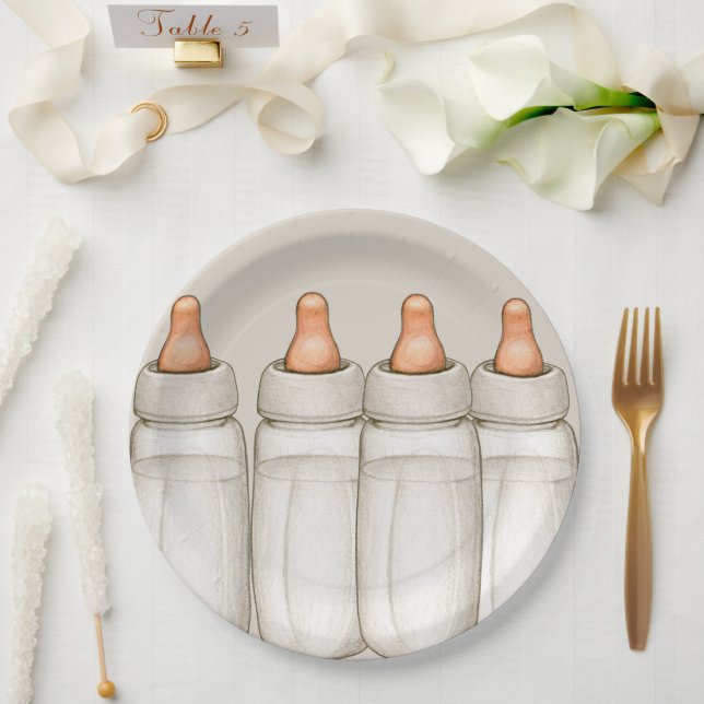 Assiettes En Carton Invitation Baby shower d'artisanat - Déjeuner de b (Mariage)