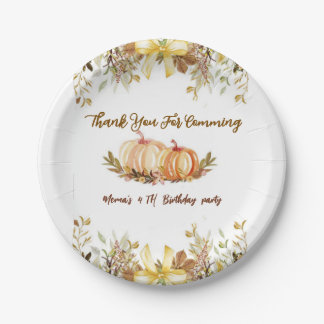 Assiettes En Carton Invitation d'anniversaire citrouille Modifiable Nu