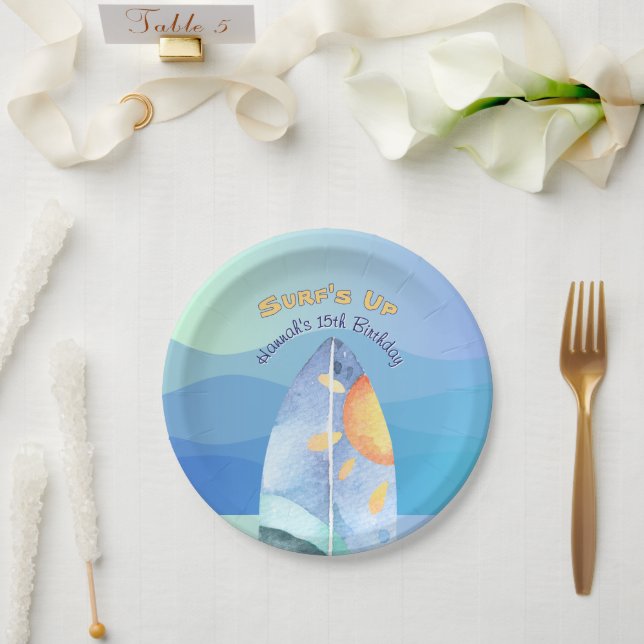 Assiettes En Carton Invitation d'anniversaire du Surf amusant (Mariage)