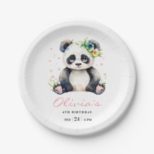 Assiettes En Carton Invitation d'anniversaire Panda, Anniversaire de f