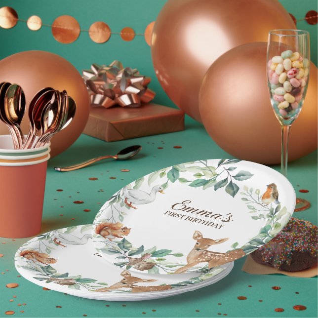 Assiettes En Carton Invitation d'anniversaire pour les animaux foresti (Multi)