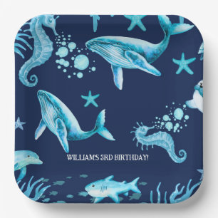 Assiettes En Carton Invitation d'anniversaire sous la mer, garçon de l