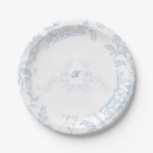 Assiettes En Carton Invitation de douche nuptiale Fleur sauvage bleu