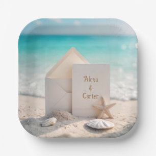 Assiettes En Carton Invitation De Mariage De Plage Avec Starfish
