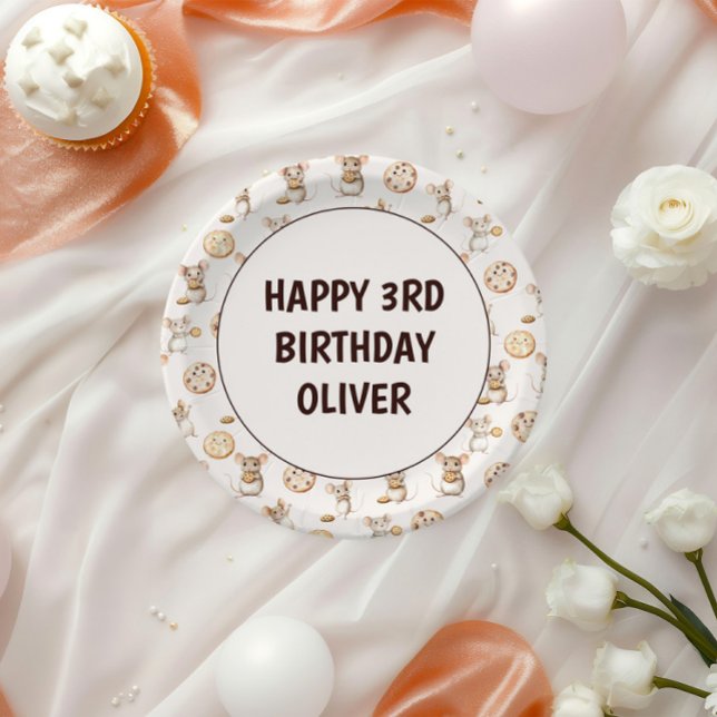 Assiettes En Carton Invitation des Anniversaires de enfants de cookies (Sweet Cookie Mouse Theme Kid Birthday Paper Plate)