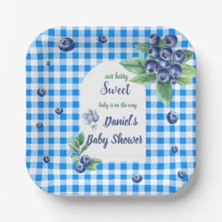 Assiettes En Carton Invitation Myrtille à une Baby Shower